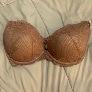 WALNUT CORSET LACE PUSH-UP PLUNGE BRA 42D